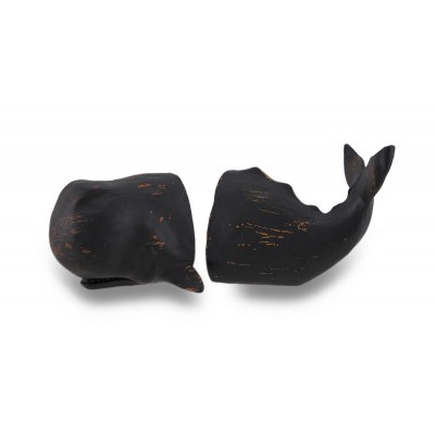 Zeckos Whale Top and Tail Black Distressed Finish Bookends Set of 2 724945074321  401539555312